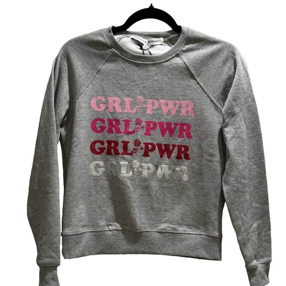 NWT REBECCA MINKOFF $88 "Grl Pwr" Sweatshirt Size XS - Picture 1 of 5